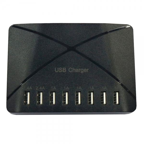 50W 100-240V 8-USB 10A Charging Socket with Charging Cable US Plug Black