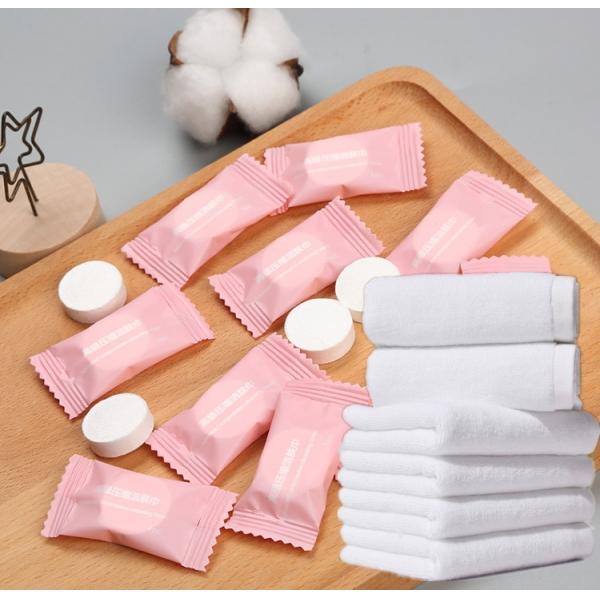 50pcs Mini Portable Cotton Compressed Towel Expandable Disposable Magic Towel for Travel Cmaping Bathroom Facial Cleansing Beauty Remover