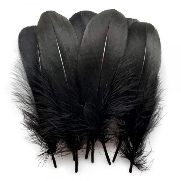 50pcs 15-20cm Natural Goose Feathers For DIY Craft Hats Party Wedding Decoration - Black