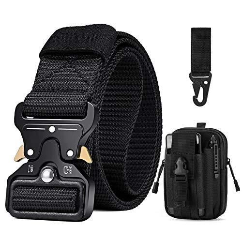 Men's Tactical Nylon Belt Heavy Duty Military Belts for Men Utility Work Belt with Molle Pouch