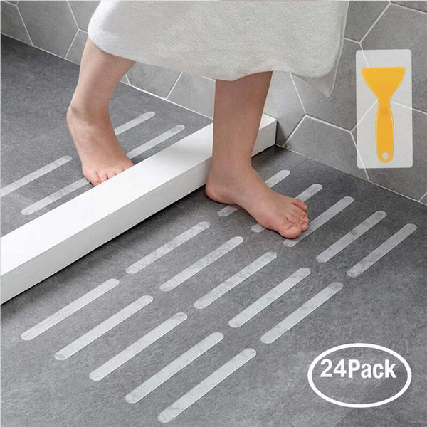 Bathroom self-adhesive non-slip strip 12PCS/24PCS with 1pc shovel