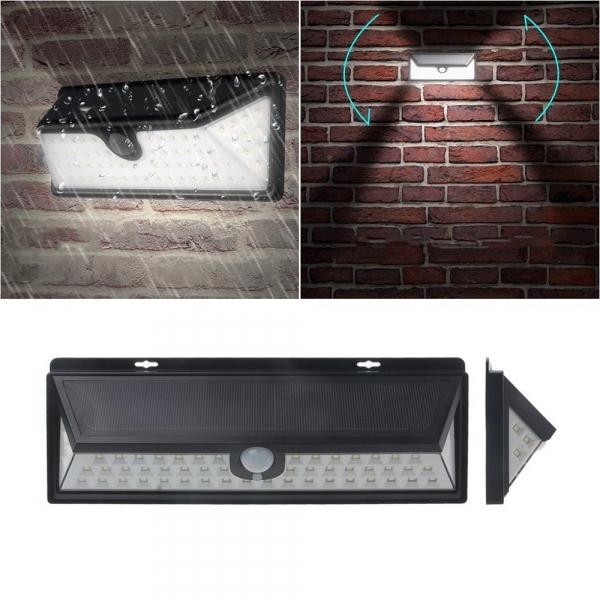 Outdoor Solar Motion Sensor Light 54 LED 3 Modes Wide Angle Black