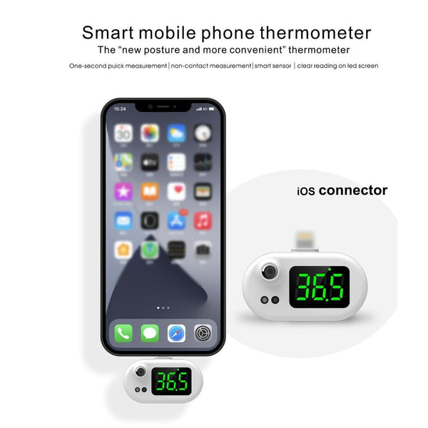 Smart Mobile Phone Thermometer Non Contact Digital Temperature Sensor for Adults & Kid Portable Mini Thermometer Used with Phone