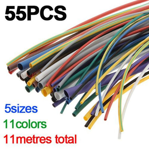 55pcs Assortment Polyolefin H-type Heat Shrink Tubing Tube Sleeving Wrap Cable Wire Kit ALI88