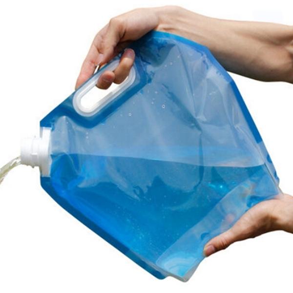 5L Outdoor Folding Water Bag Water Carrier Storage Lifting Bag Blue