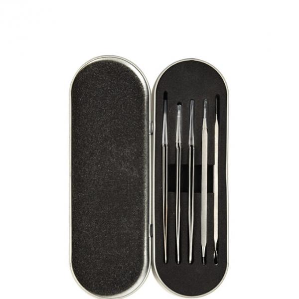 5PC Blackhead Remover Tool Curved Blackhead Tweezers Kit Acne Pimple Tool Set
