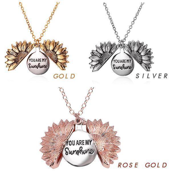 You Are My Sunshine Sunflower Necklaces For Women Rose Gold Silver Color Long Chain Sun Flower Female Pendant Necklace Jewelry