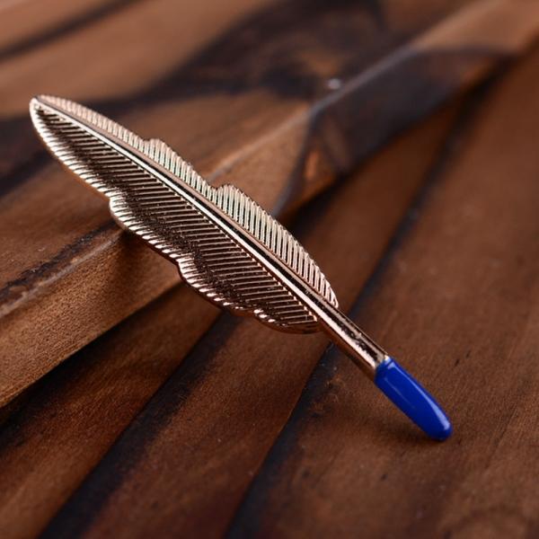 5pcs Feather Shape Men Tie Clip Stainless Steel Plain Clasp Bars Pins Clips Suit Accessories Golden