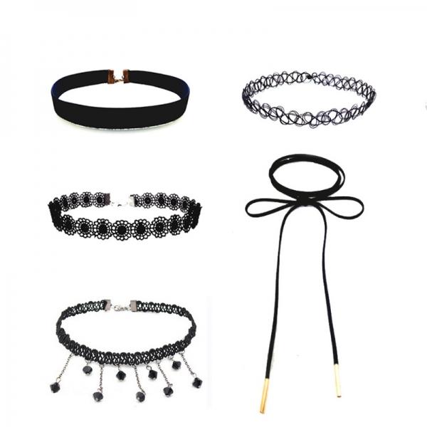 5pcs Lace Line Collar Necklace Combination Collar Choker Set - B