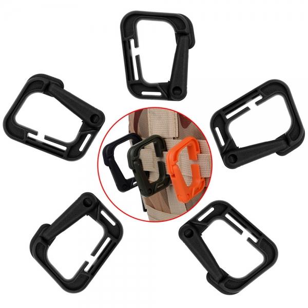 5pcs Outdoor High-Strength Nylon Carabiner for Molle Backpack Black