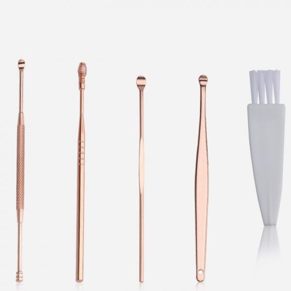 5pcs/set Stainless Steel Ear Pick Cleaner Kit - Rose Golden