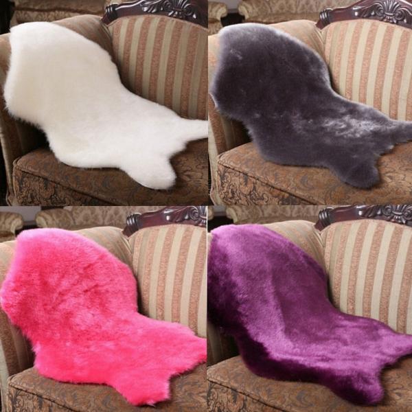 60x90cm Soft Shaggy Living Room Floor Carpet Fluffy Chair Cover Mat Sofa Cushion Gray