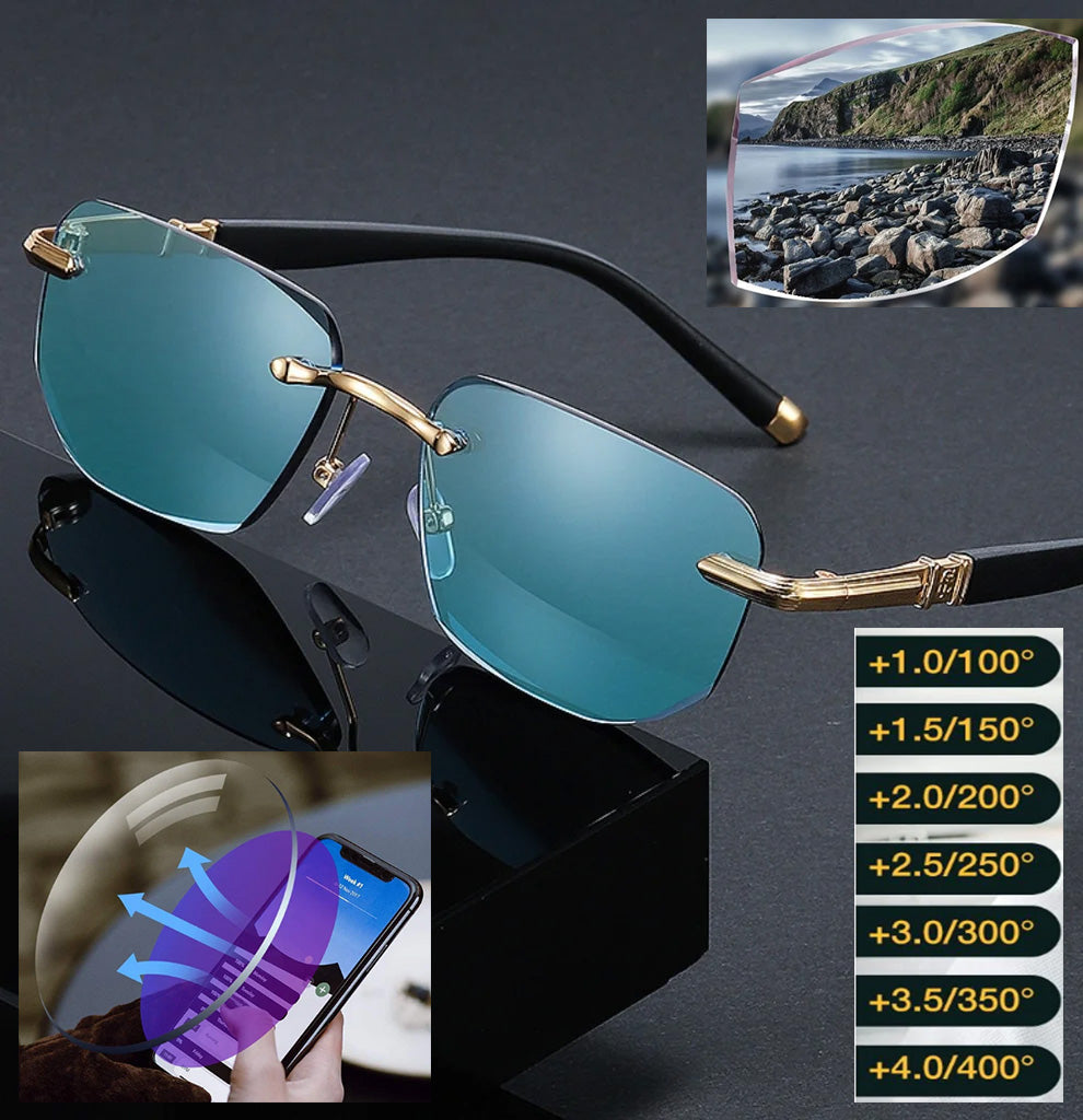 Diamond Frameless Stylish Anti-blue Light Rimless Reading Glasses