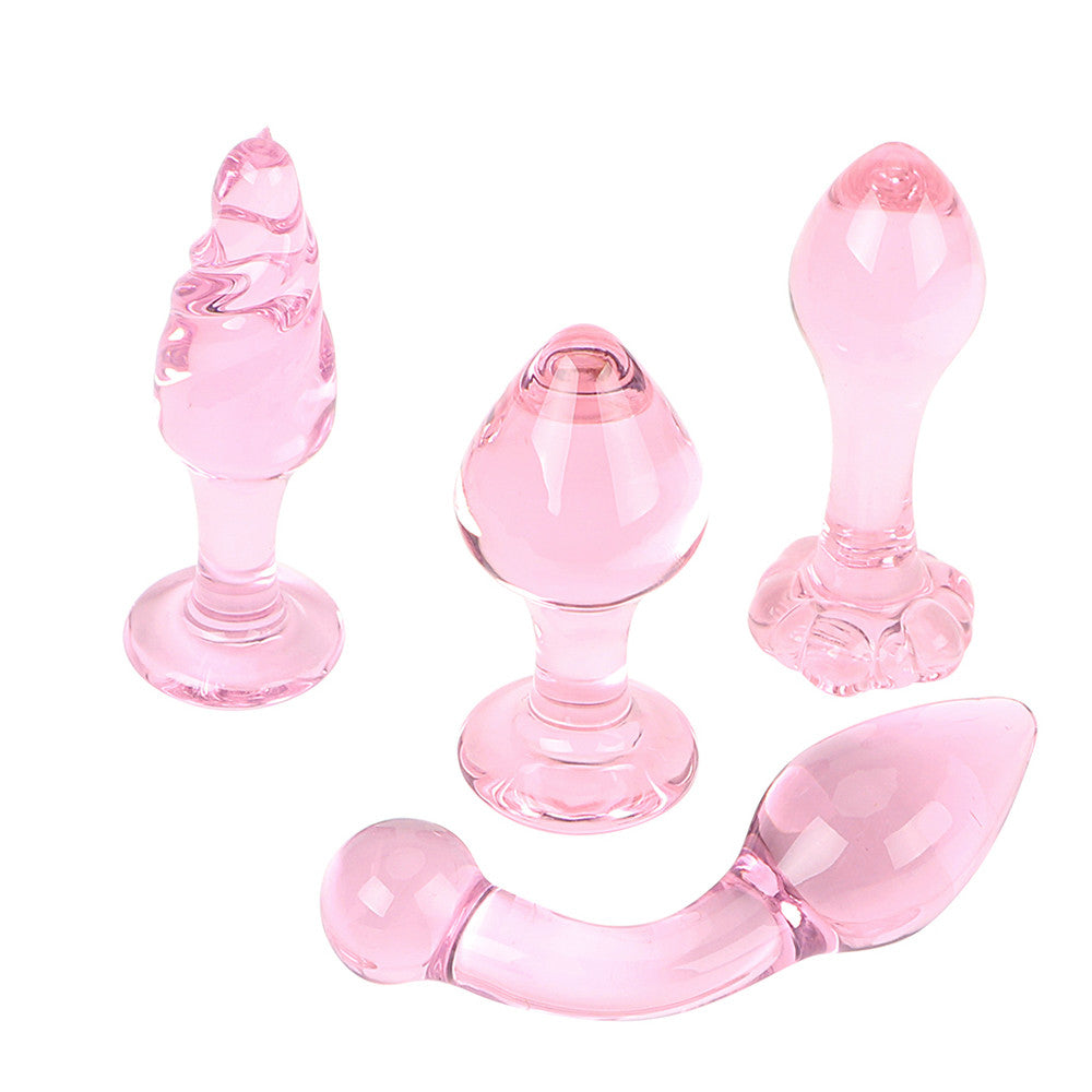 Pink Glass Men Women Masturbation Anal Plug Glass Sex Erotic Toy
