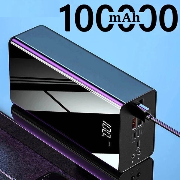 100000mAh High capacity Power Bank for iPhone Samsung Android Power Bank USB Power Bank Portable Charger with Various Interfaces and Torch Lighting