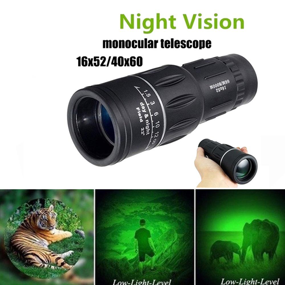 16X52 Monocular Bifocal Optical Zoom Telescope Low Light Night Vision Telescope