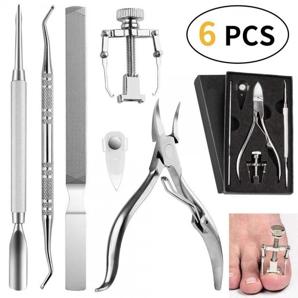 6Pcs Ingrown Toenail Corrector Surgical Nail Clipper Lifter Corrector Pusher Stainless Steel Pedicure Tools