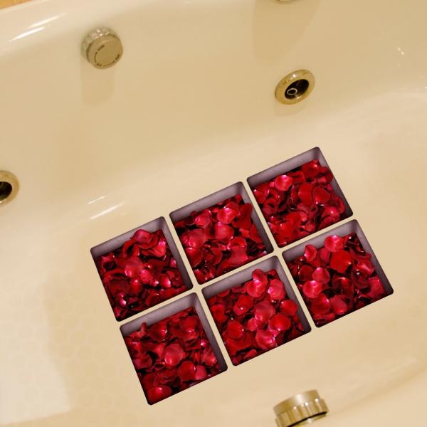 6pcs 13*13CM DIY 3D Anti Slip Waterproof Bathtub Sticker Removable Mural - Rose Petals