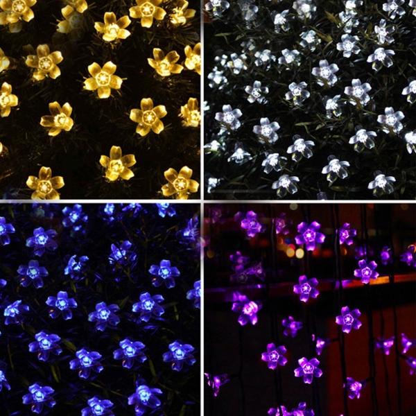 6W 50-LED Solar Powered Light Garden Holiday Decorative Light String White Light