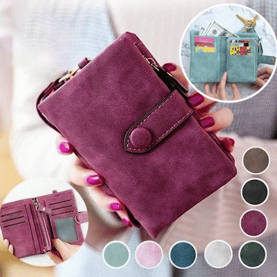 Women's Handmade PU Leather vintage Tri-Fold Wallet