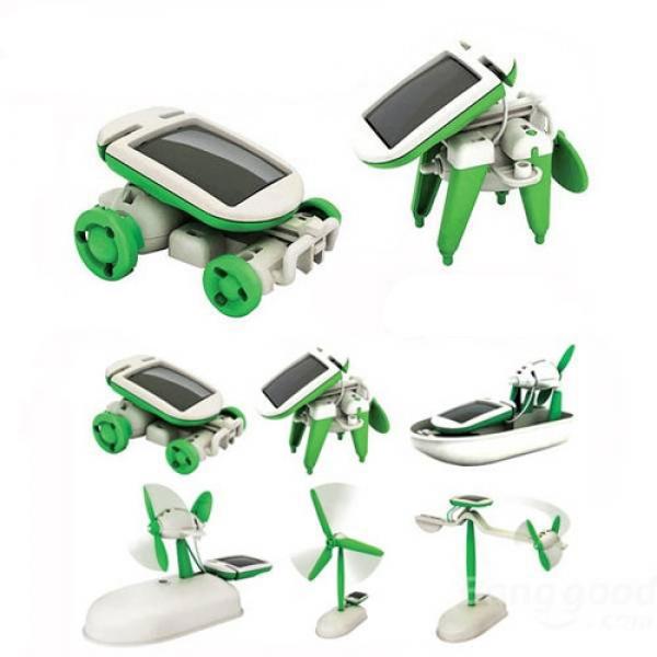 DIY 6-in-1 Solar Power Educational Assembled Toys Kit Green & White