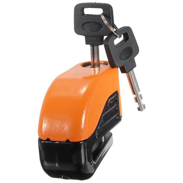 6mm Motorcycle Motorbike Disc Electron Security Lock Alarm Orange