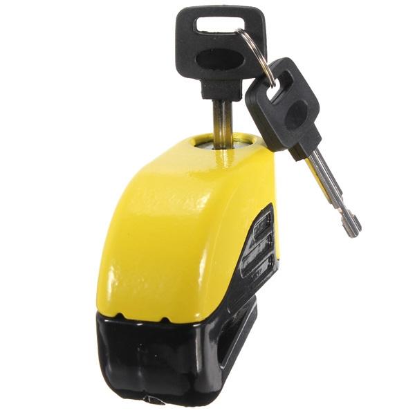 6mm Motorcycle Motorbike Disc Electron Security Lock Alarm Yellow