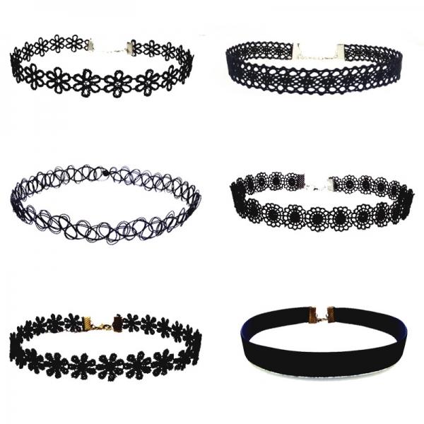 6pcs Lace Line Collar Necklace Combination Collar Choker Set - D