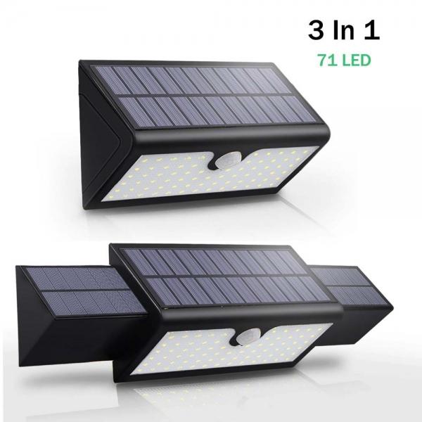 Solar Lights 71LED 3-in-1 Outdoor Security Wireless Motion Sensor 3 Modes