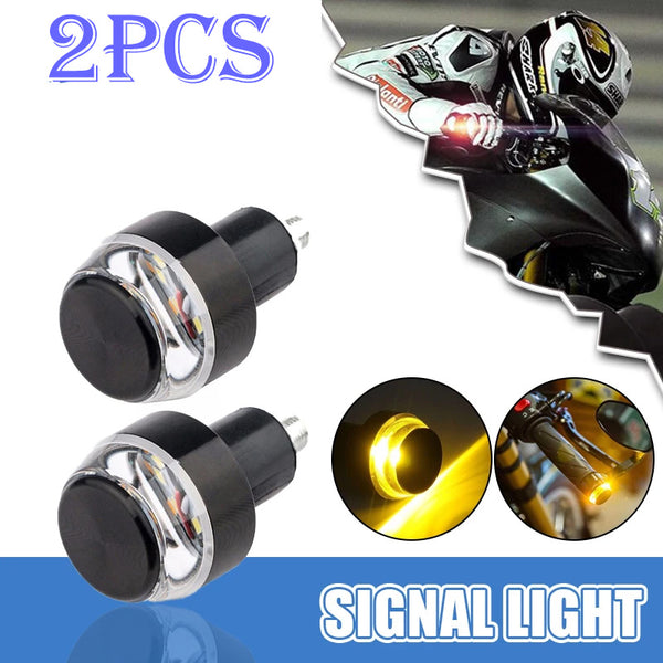 2PCS CNC Turn Signals Motorcycle LED Handle Blinker for 22mm Handlebar Signal Light Flashing Handle Bar Motorcycle Accessories