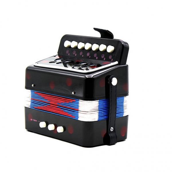 7-Key 2 Bass Mini Accordion Musical Instrument Toy Gift for Kids Black