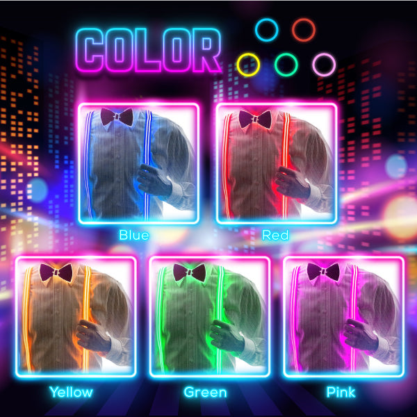 Flashing LED Suspender and Bow Tie