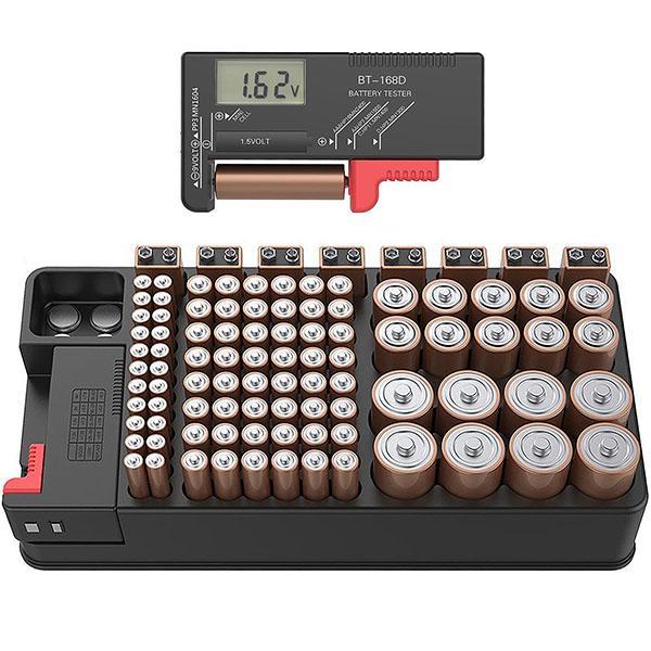 Battery Organizer Storage Case with Tester  for AAA AA C D 9V