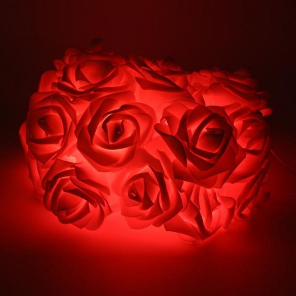 20 LED Roses  String Light 8 Color Night Light - Red - stringsmall