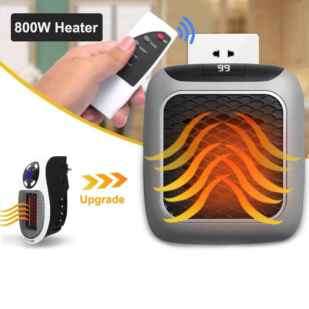 800W Electric Heater Mini Fan Heater 110V/220V Remote Control Warmer Desktop Household Wall Heater Stove Radiator Warmer Machine