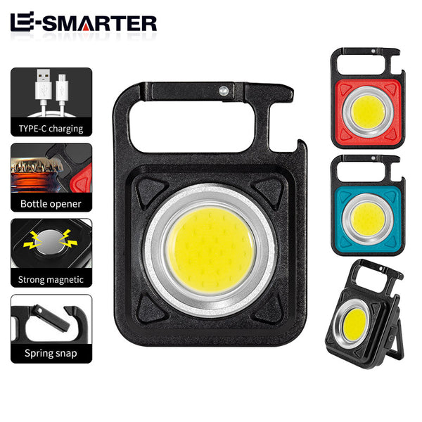 Mini LED Flashlight Work Light Portable Pocket Flashlight Keychains USB Rechargeable COB Keychain Light