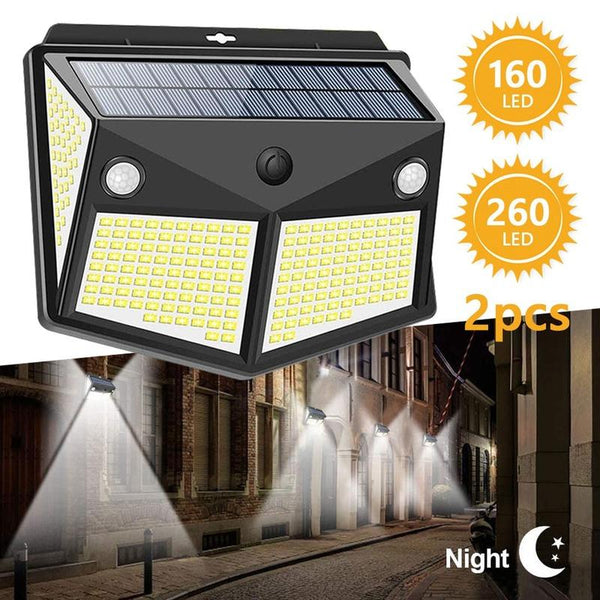 160 LED/260 LED Solar Light Outdoor Powered Sunlight Lamp Waterproof PIR Motion Sensor Street Spotlight for Garden Decoration 3 Modes