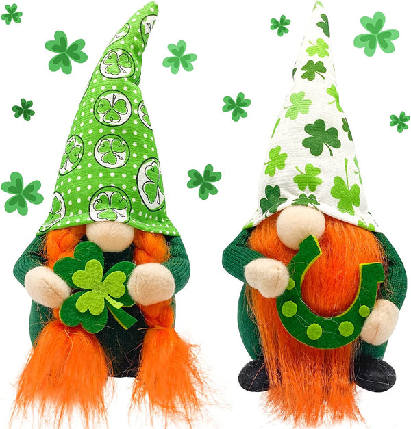 St Patricks Day Decorations Gnomes for Home Table Ornament St. Patrick's Day Gifts Home Decor Green Irish Gnome Plush Elf Scandinavian Handmade Swedish Tomte Leprechaun Figurines(Green)