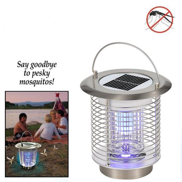 Portable Stainless Steel Solar UV Mosquito Zapper Lantern - Silver