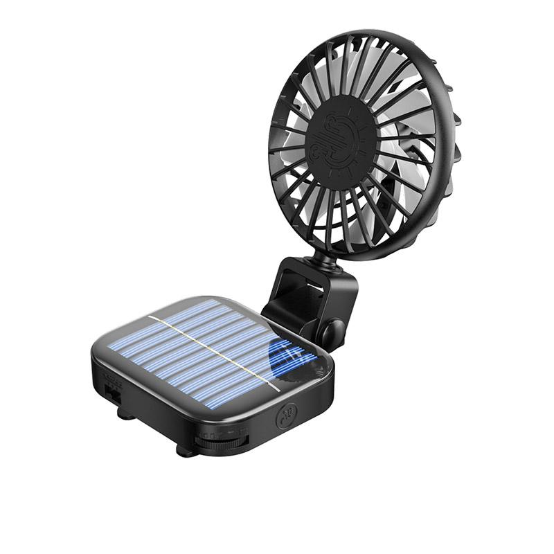 Mini Portable Solar Fan Retractable USB Charging Fan Clip-on Sun Power Energy Panel Cooling Camping Blower Summer Outdoor Solar Fan