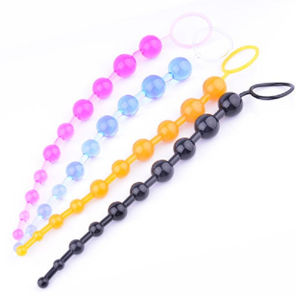 Darly Non-toxic Jelly 10-Balls Anal Beads - Purple Blue Yellow Random Shipping