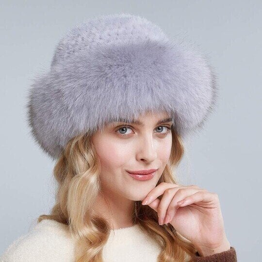 Fashion Women's Furry Winter Faux Fox Fur Brim Faux Fur Hat Berets Warm Cap