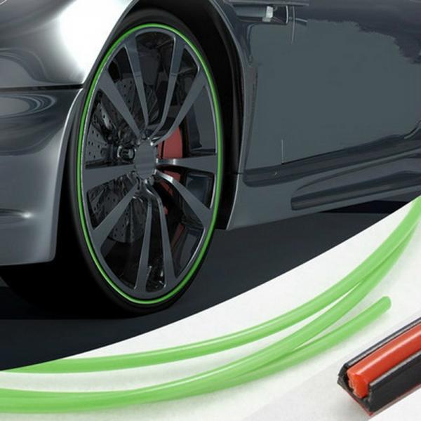 8m Car Wheel Hub Decor Strip Double Layer Protective Strip Anti-collision Ring  Seal Protector Fit All Car - Green