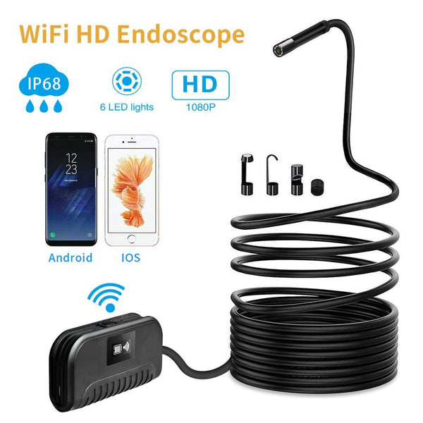 1/5/10 meters 1080P 8mm 5MP Dual Lens Wireless WIFI Endoscope Inspection Borescope Camera Otoscope Double Camera Handheld Microscope