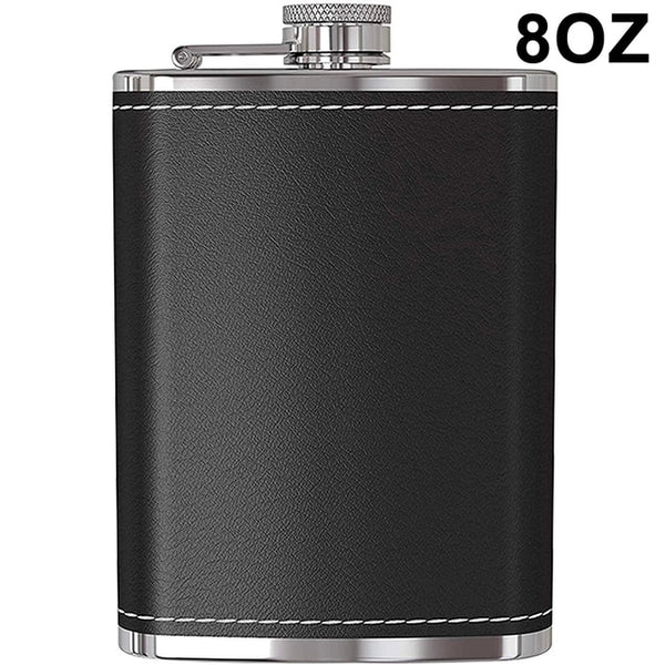 8oz Portable Stainless Steel Hip Flask Flagon Whiskey Wine Pot Leather Cover Bottle Funnel Travel Tour Drinkware Wine Cup
