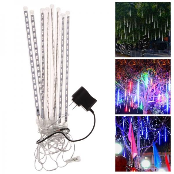 8pcs 30CM Waterproof Meteor Shower Light Tube US/EU Plug - Multicolor/Warm White/Blue