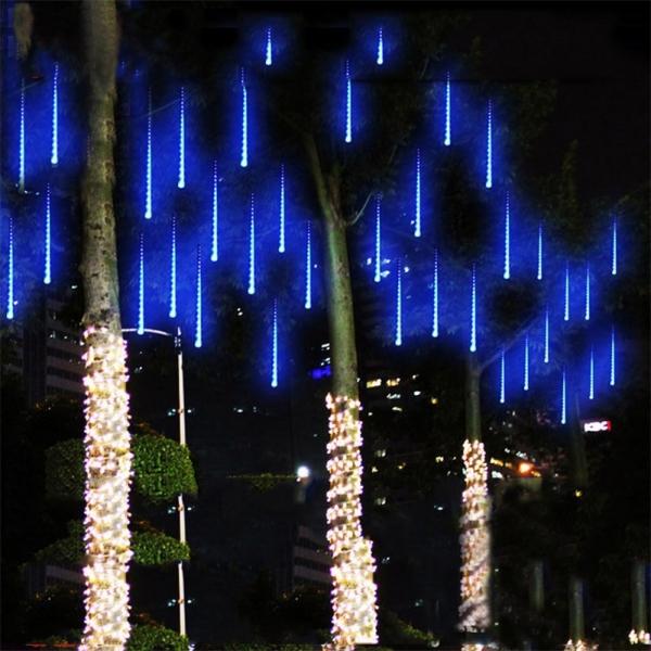8pcs 30CM LED Waterproof Meteor Shower Light Tube EU Plug - Blue