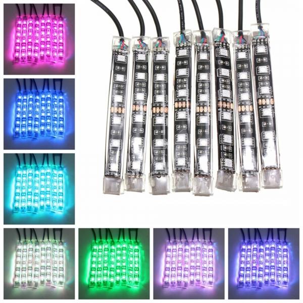 8pcs Multi-color Remote Motorcycle LED Atmosphere Decorative Lamps