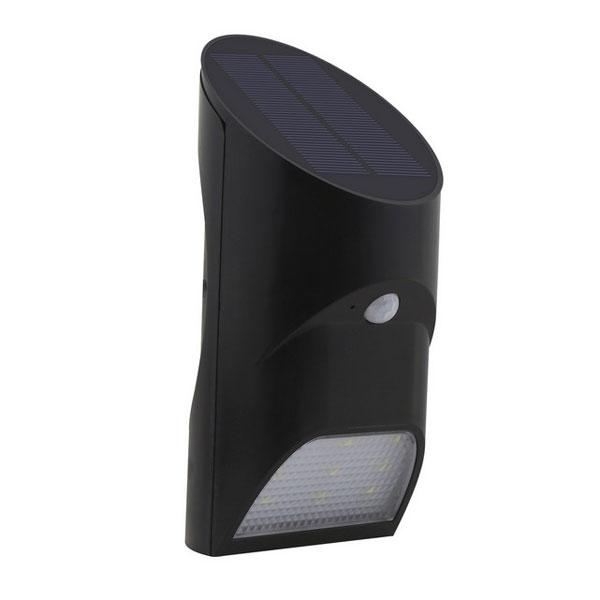 9 LEDs Wall Mounted Outdoor Solar Sensor Bamboo Tube Shape Light Black