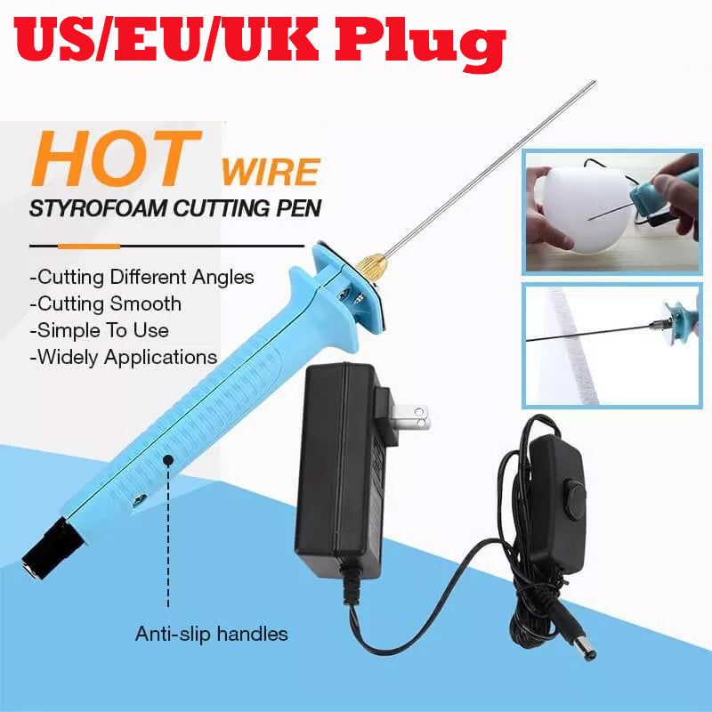 Electric Foam Cutter Cutting Pen US/EU/UK Plug Slotter Needle Electrothermal Cutting Tool Blade Length-10cm